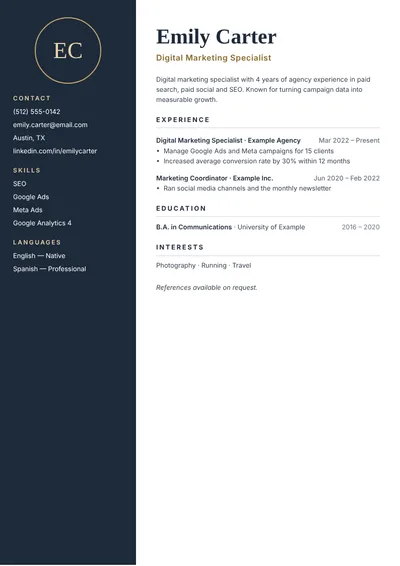 CV template Midnight